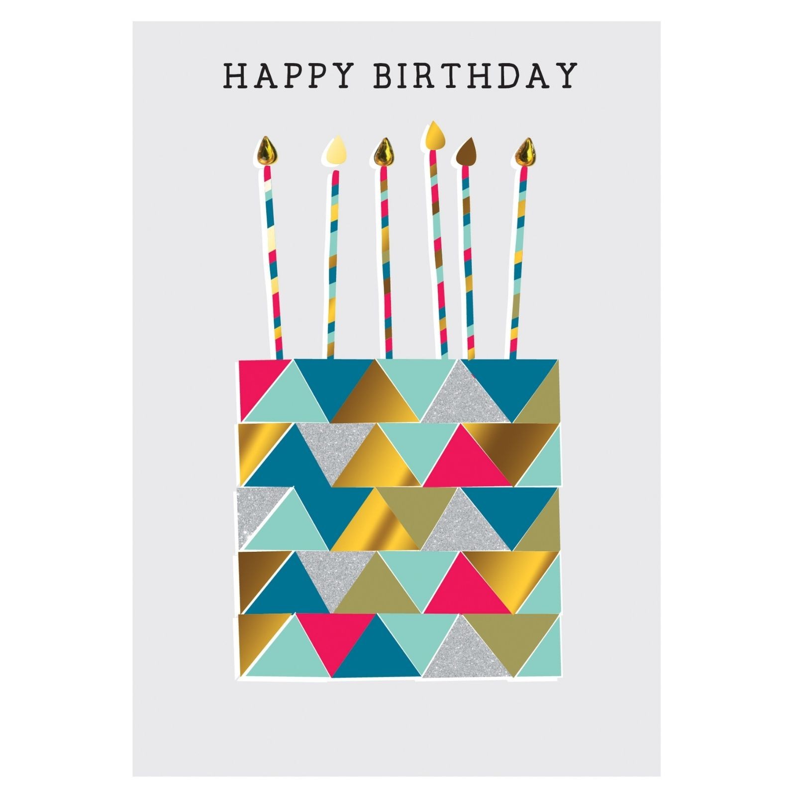 Hand-Finished Modern Birthday Greeting Card Foiled Birthday Cake For Him
