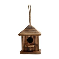 Wooden Hanging Birdhouse with Perch Decorative Birdhouse with Sloped Roof Smooth