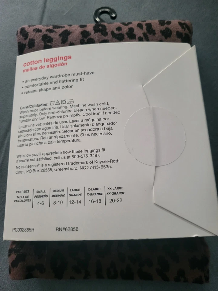 Leggings No Nonsense Para Mujer Algodón Spandex Estampado Animal Elastizados Talla XXL Nuevos Foto 2 de 3