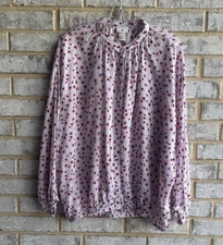 H&M x Anna Glover Long Sleeve Button Up Floral Oversized Blouse Women's Size 8