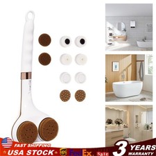 Electric Long Handle Shower Brush 2 Head Rechargeable Body Brush Back Scrubber