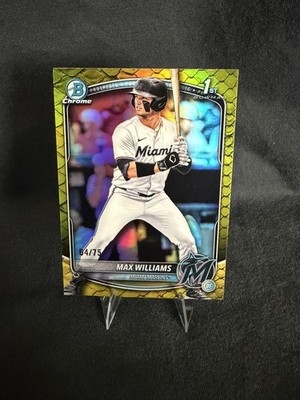 MAX WILLIAMS 2025 BOWMAN DRAFT CHROME YELLOW REPTILIAN REFRACTOR /75 Marlins