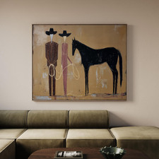 Abstract Cowboy Horse Canvas Wall Art