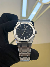 Audemars Piguet Royal Oak Black Tapisserie Dial Date Auto Steel Papers
