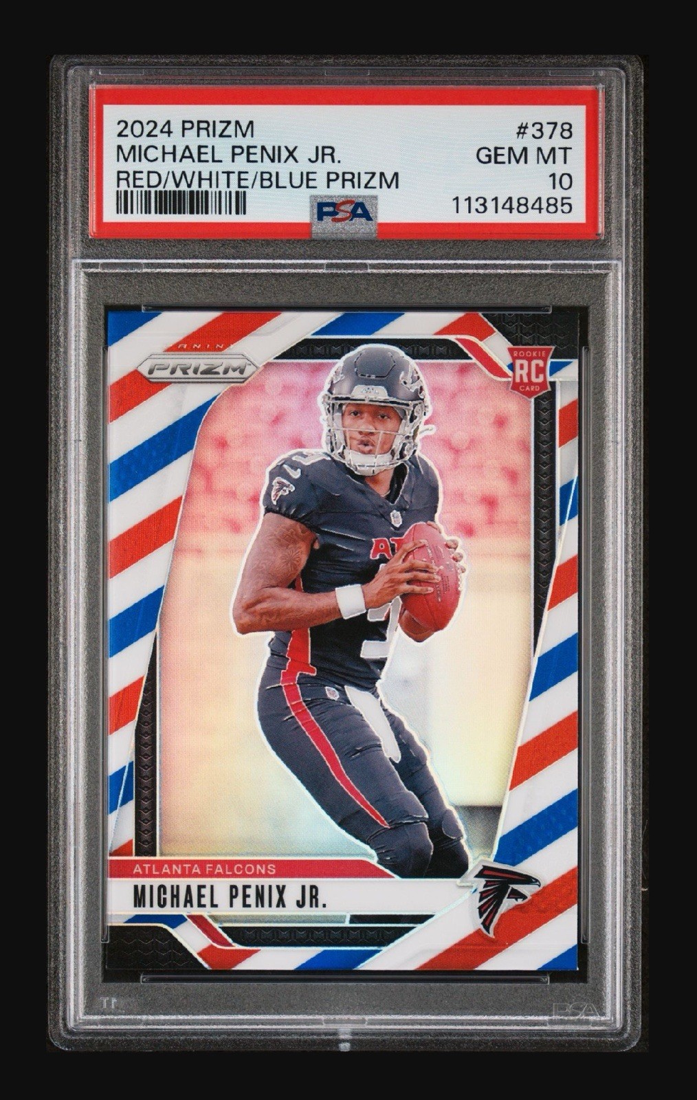 2024 Panini Prizm Michael Penix Jr #378 Red White Blue Prizm Rookie RC PSA 10
