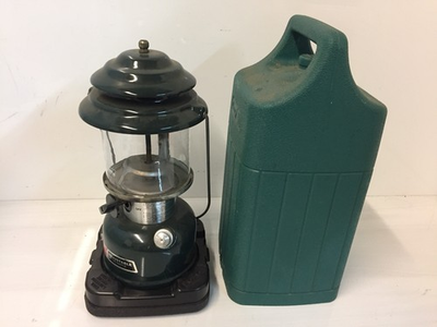 #ad Coleman 288A700 Two Mantle Adjustable Gas Lantern Green with Hard Case Camping $65.00