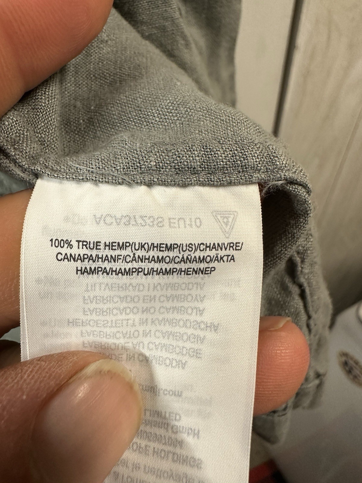 Muji 100% Linen True Hemp Stand Band Collar Button Up Long Sleeve Shirt Gray Xs