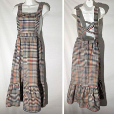 Downeast Overalls Dress S Cottagecore Prairie Boho Country Ruffle Hem Sleeveless