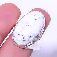 Dendritic Opal - Brazil 925 Sterling Silver Solitaire Ring s.9 R7571-25