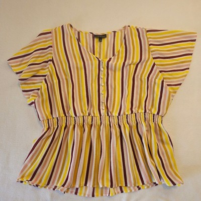 Lane Bryant Peplum Multicolor Striped Blouse Suze 24