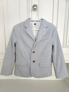 Janie and Jack Seersucker Blazer Jacket Lined Blue Stripe Size Boys 5 MSRP $99