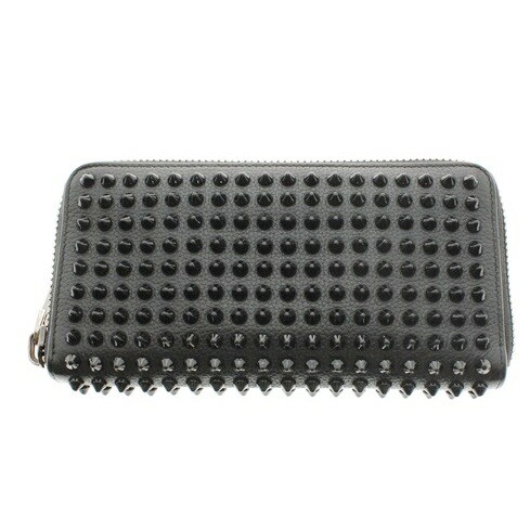 Vintage Christian Louboutin Black Spike Stud Round Zipper Wallet 1165044