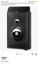 Men  s Smart Airtag Wallet with Pop Up Button RFID Blocking Carbon Fiber. New