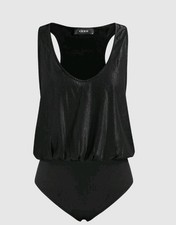 NEW size XL Cider Woven Scoopneck Neckline Sleeveless Black Bodysuit
