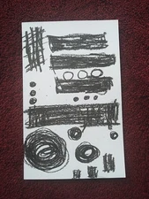 Black Crayon Minimalism Drawing Signed Dated On 5x8 Paper