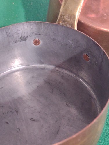 Set 5 French Copper Cooking Pots Vintage Kitchen 4"-2.5" - Picture 4 of 9