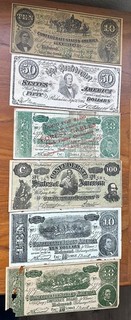 A group of 6 Confederate bill advertising notes