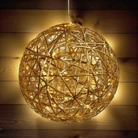 Led Deko Kugel Gold Zum HäNgen - 20 Cm - Weihnachten Leuchte Warm Weiß Timer