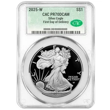 2025-W $1 1-oz Proof American Silver Eagle CACG PR70DCAM First Day of Delivery