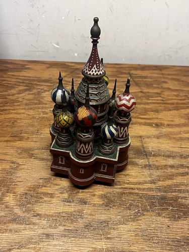 Antique St. Basil’s Cathedral Onion Dome Church Russian Fed. Wooden Music Box