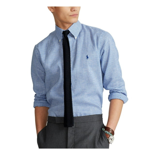 Ralph Lauren Mens Classic Fit Long Sleeve Shirt in Blue White Sz M 155 3435 16390₽