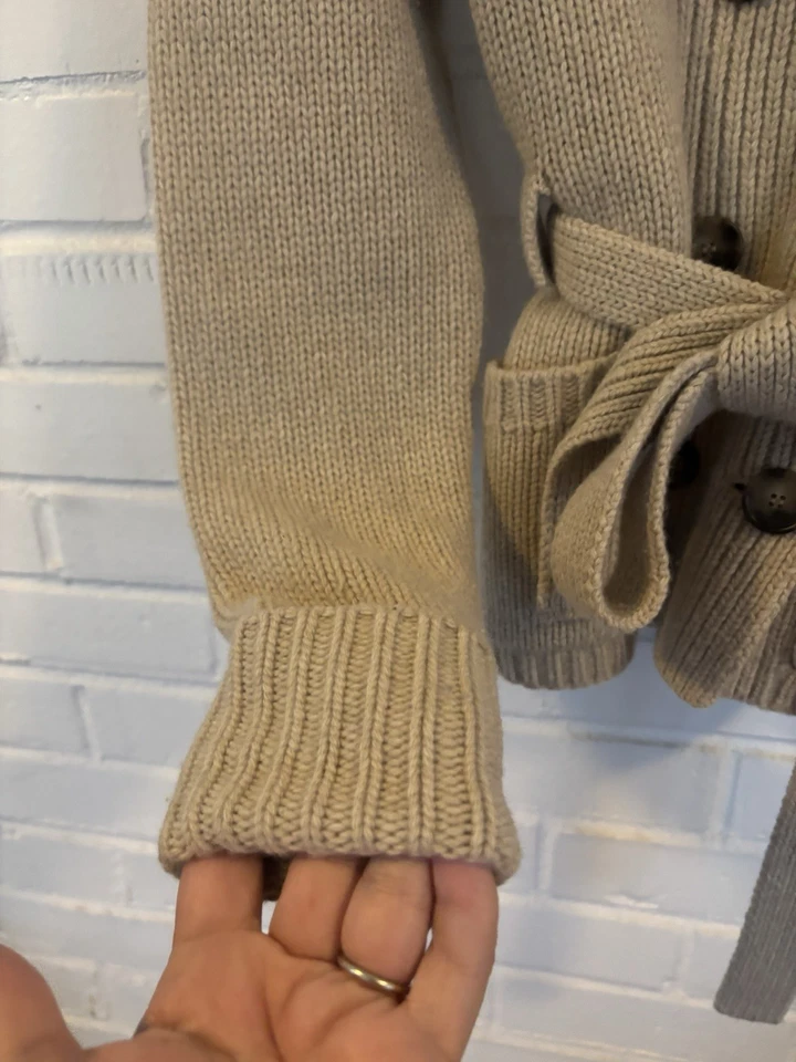 Theory Double Breasted Button Up Wool/Cashmere Cardigan Sweater  Belted Size L - Image 4 of 4