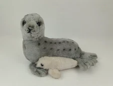 Vtg 1978 Dakin Gray Spotted Mom & White Pup Baby Seal Stuffed Animal Plush Toy