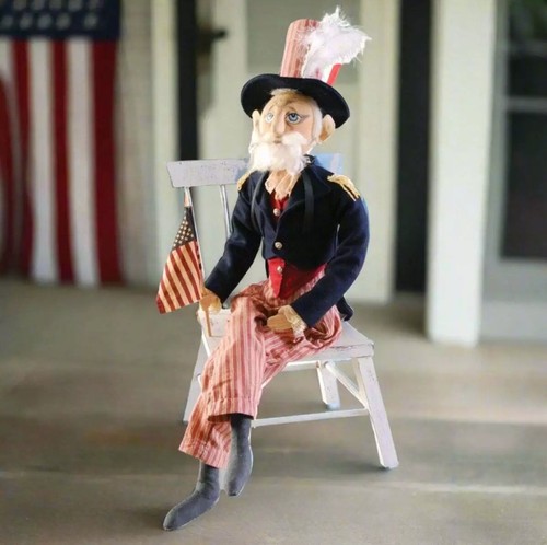 Primitive Folk art Americana Uncle Sam Patriotic 4th of July Joe Spencer 32"