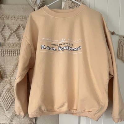 B.U.M. Equipment Beige/peachy Cotton Crew Neck Pullover Sweatshirt Logo 90 s 