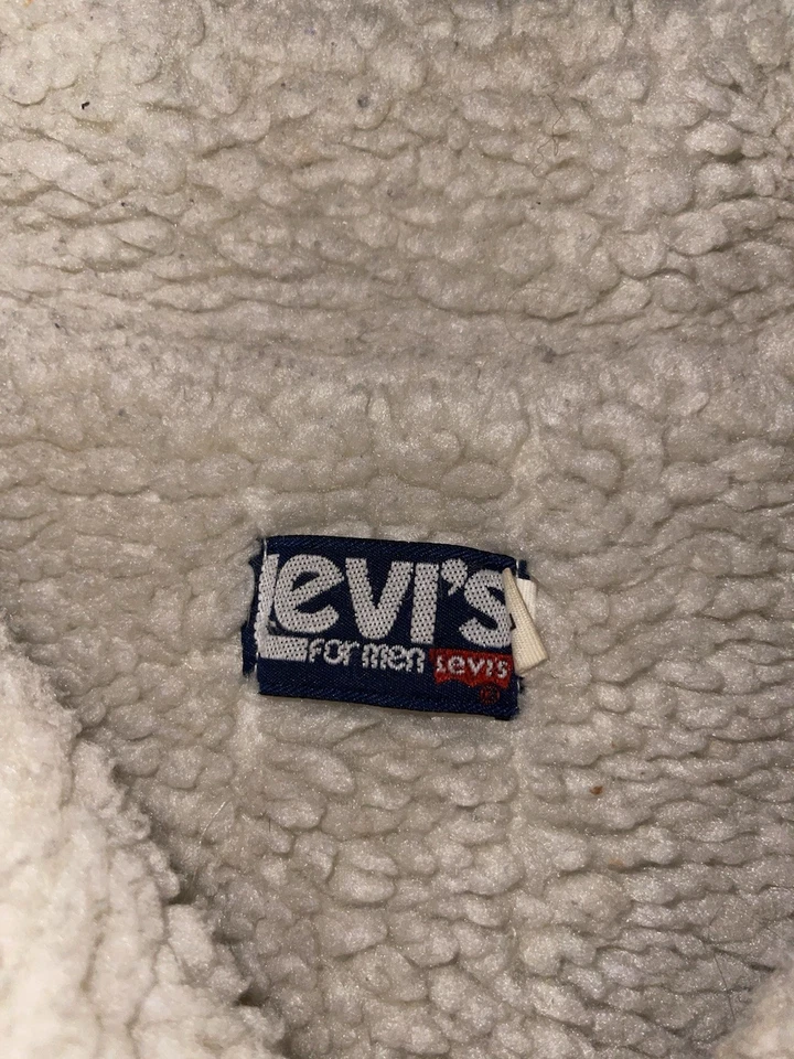 Chaqueta Vaquera De Colección Levi's Sherpa Camionero Talla L Azul Jean Hecha en EE. UU. Pestaña Naranja Foto 3 de 4
