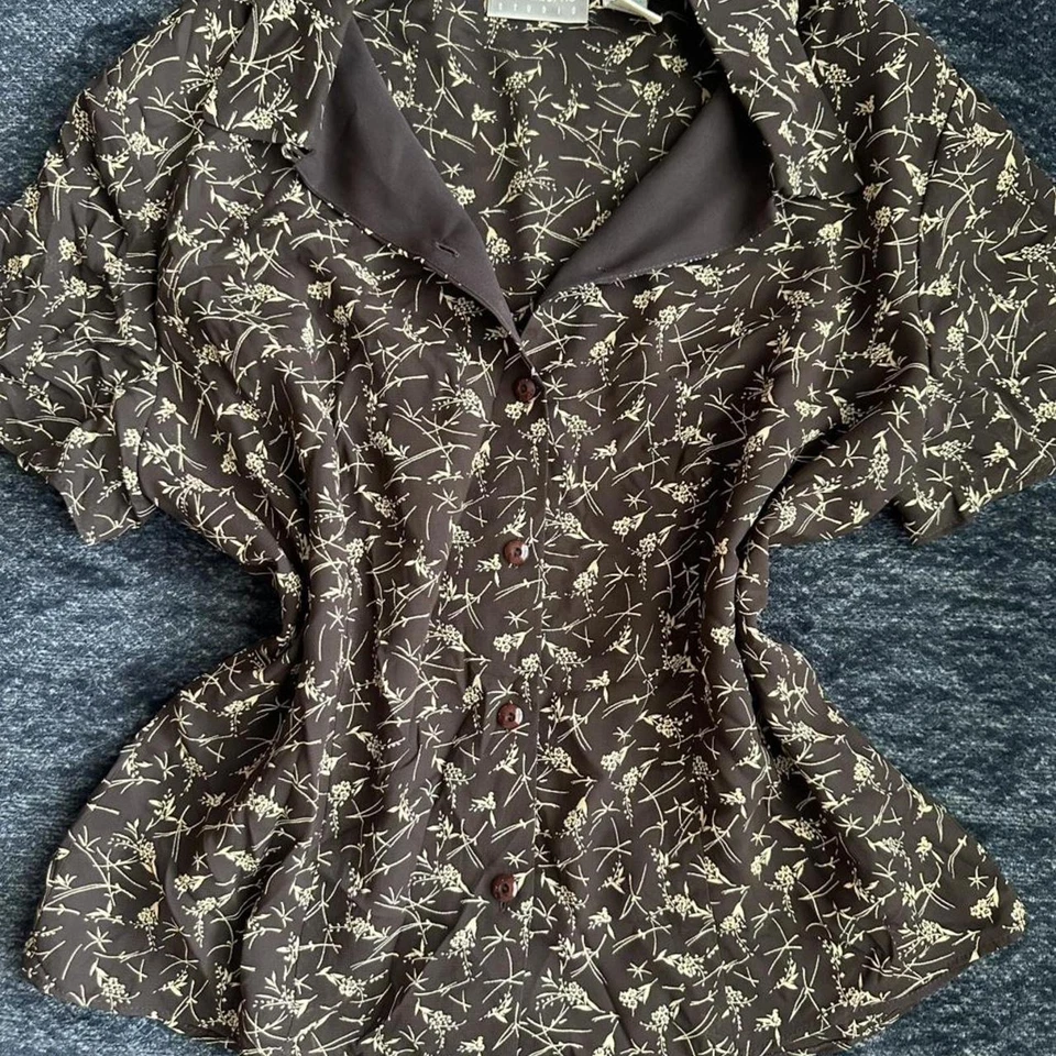 Vintage Liz Claiborne Marrón Floral Botón Blusa Y Maxi Falda Conjunto A Juego Foto 2 de 4