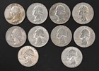 Ten Washington Silver Quarters / Lot is All 1964 /  Lot 2532-41