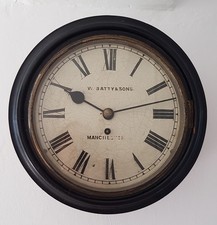 Victorian 12ins Fusee Wall Clock 8 Day Mahogany Case Good Working Order