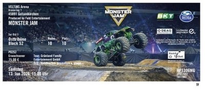Monster Jam Gelsenkirchen, 13.06.2026, 1 Ticket, Osttribüne, Kind