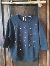 Damen Margittes Gr. 36 S Pullover Oberteil m. Strasssteinen Applikation schwarz