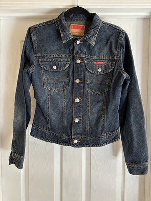 Big Star Women s Deep Blue Denim Jacket, Size L, Button Front, Pockets