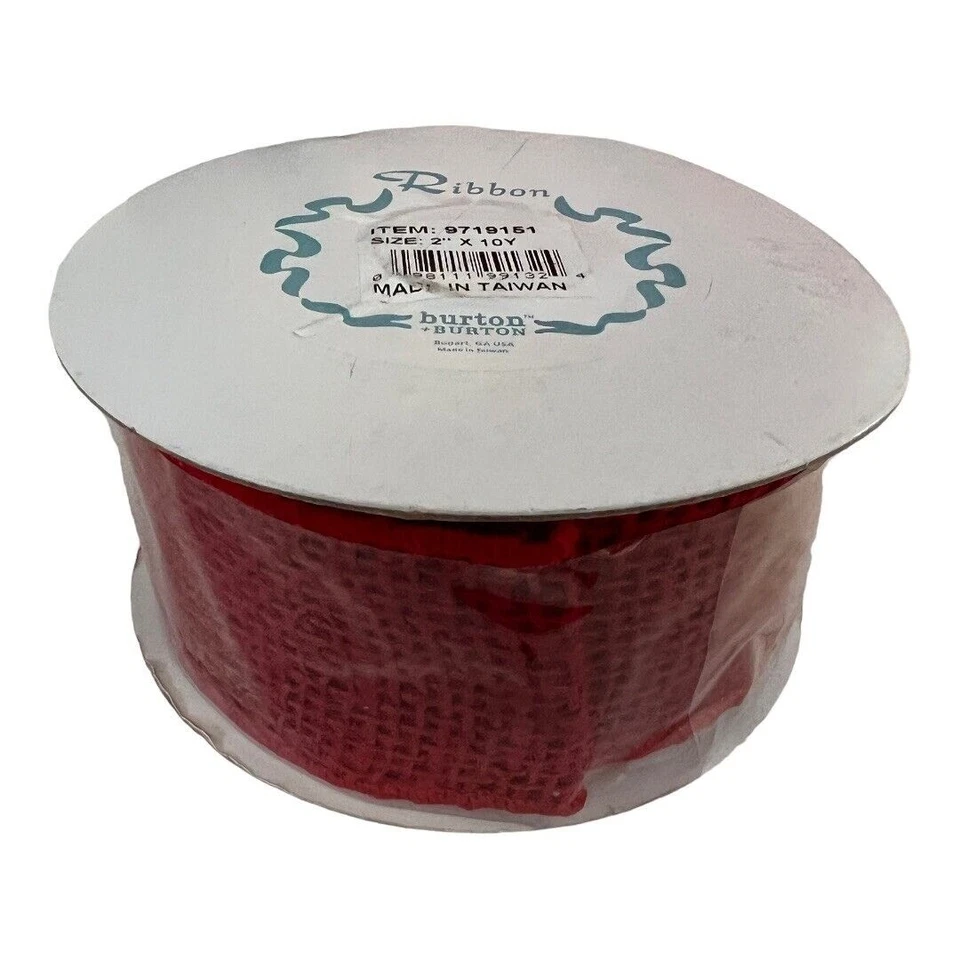 Burton & Burton #16 Red Burlap Wired Ribbon~2" x 10 Yards~Craft Sewing L2 11 - Image 3 of 4