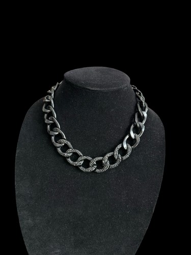 Simply Vera Wang Signed Gunmetal Chunky Chain Link Necklace