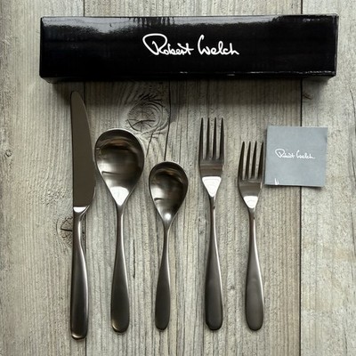 5 Piece Robert Welch Stanton Satin Stainless 18/10 Flatware Place