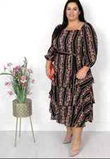 Maison Tara Melonie T Plus 3/4 Sleeve Floral Midi Fit + NWT Flare Dress Sz 22W