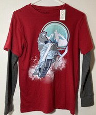 NWT The Children's Place Boys L 10/12 Graphic Thermal Sleeve 2 In 1 Shirt