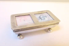 Sterling Silver Hinged Double Stamp Box Ball Feet