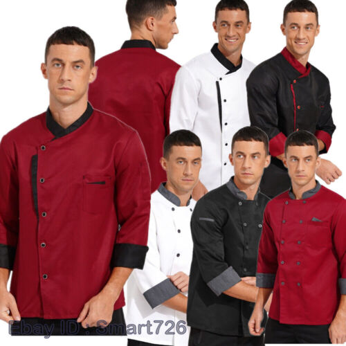 Herren Unisex Koch Küche Arbeit Mantel Restaurant Kochen Jacke Tops Kantine Uniform