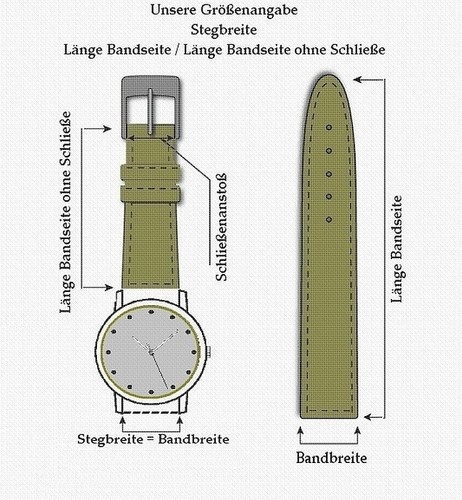 Echt Wasserbüffel Flieger-Uhrenarmband Modell Starbuck-XL kastanie-braun 18 mm - Picture 4 of 4