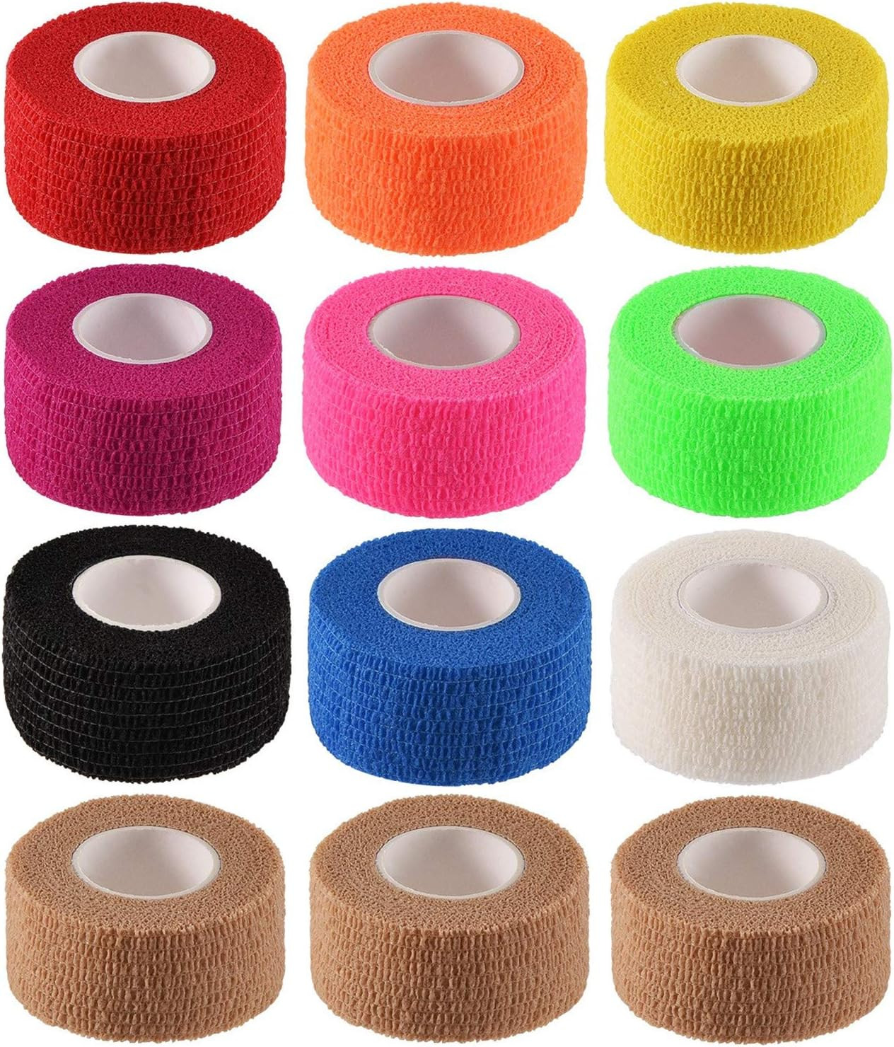 12 Pack 1" X 5 Yards Self Adhesive Elastic Bandage Wrap Stretch Self-Adherent Ta