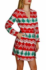 Shinesty Womens Christmas Wrap Dress Red Ryder Knit Print XS
