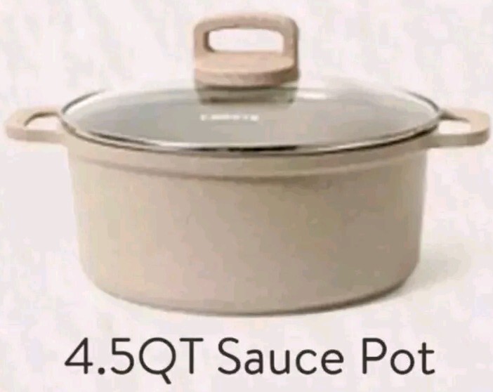 CAROTE ~ 4.5 Quart Sauce Pot w/Lid ~ TAUPE Granite ~ Nonstick ~ All Stovetops