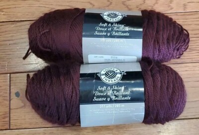 2 Loops and Threads, Soft & Shiny Solid Yarn Chocolate 6oz Each 