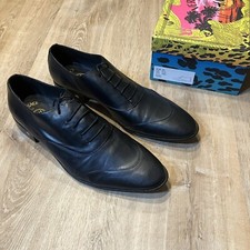 VERSACE H&M MEN'S ICONIC BLACK LEATHER LOAFERS SHOES LACE UP SIZE 11.5