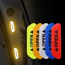 4 pieces OPEN door reflective sticker Car Door Reflective Safety Warning Signs